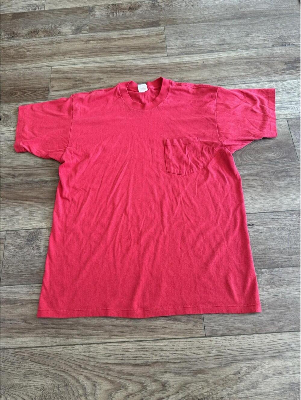 Vintage 70s 80s Red Pocket Shirt Blank